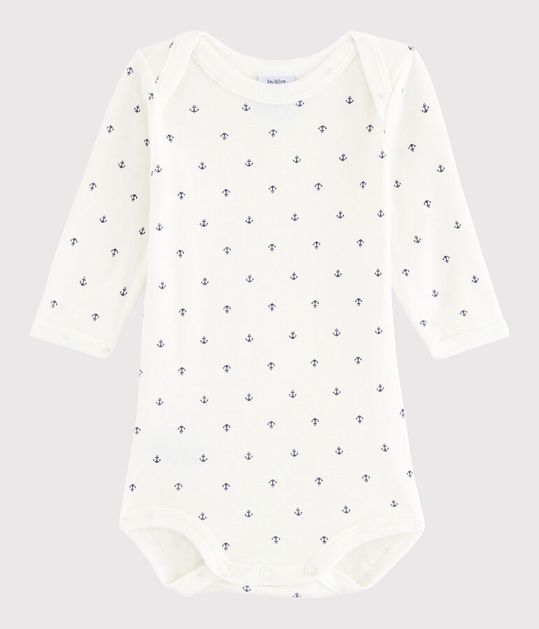 Baby Boys' Long-Sleeved Bodysuit white/blue