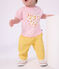 Babies' plain cotton/linen trousers yellow