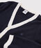 Boys' Wool and Cotton Cardigan SMOKING blue/MARSHMALLOW white