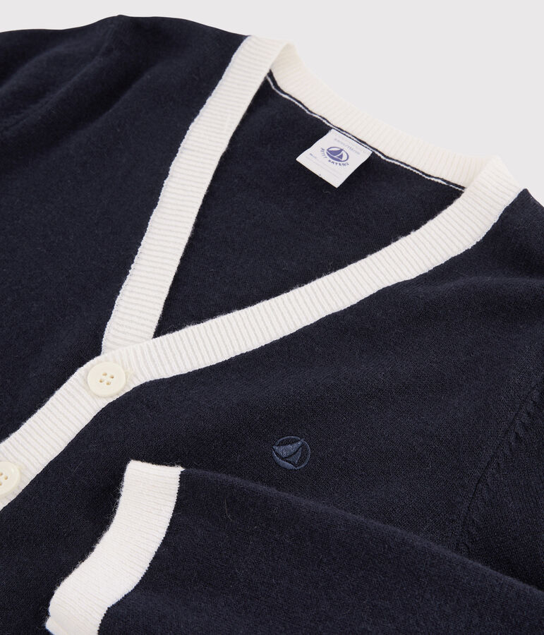 Boys' Wool and Cotton Cardigan blue/white