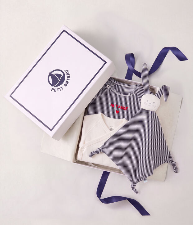 Unisex striped cotton set: baby sleepsuits, bodysuit , and Comforter multicolor