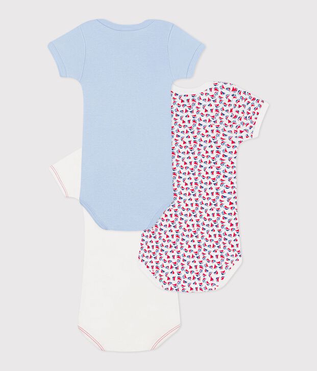 Babies' short-sleeved cotton bodysuits - 3-pack multicolor