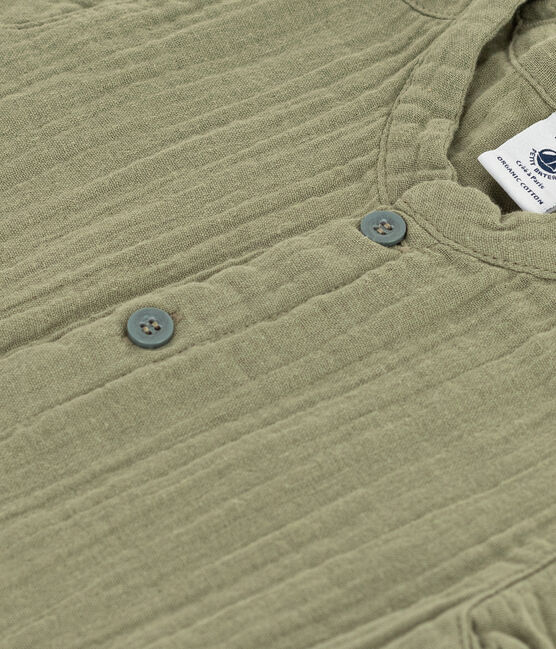 Babies' Short-Sleeved Cotton Gauze Shirt MARECAGE green