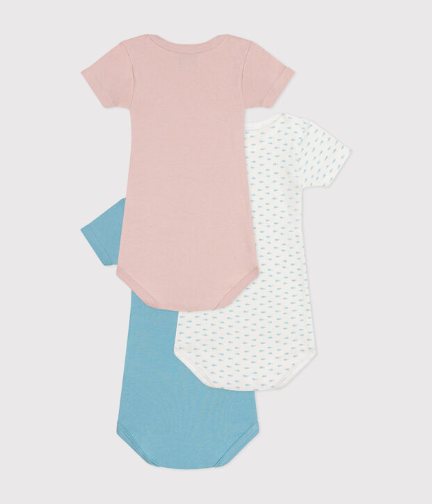 Babies' short-sleeved cotton bodysuits - 3-Pack multicolor