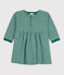 Babies' Long-Sleeved Tube-Knit Pinstriped Dress EVERGREEN /FUMEE
