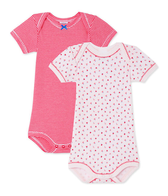 Pack of 2 baby girl bodysuits . white