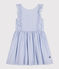 Girls' striped sleeveless poplin dress BLEU /MARSHMALLOW /ARGENT