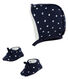 Baby girl's bonnet and slippers set