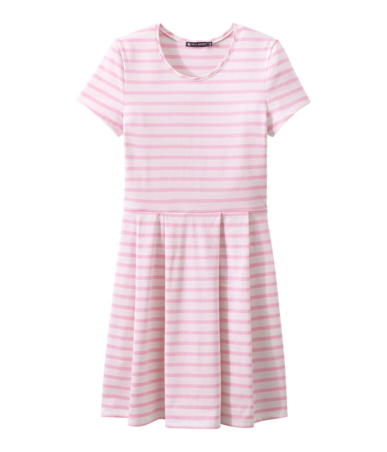 SHORT SLEEVE DRESS MARSHMALLOW white/BABYLONE pink