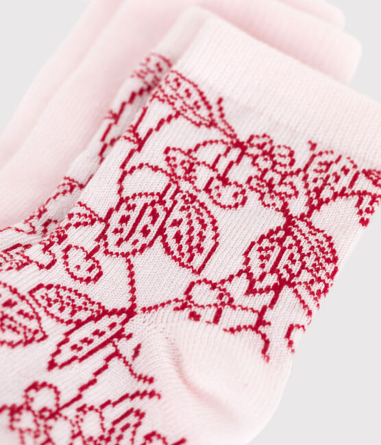Pairs of baby girls' flower-patterned cotton socks - 2-Pack variante 1