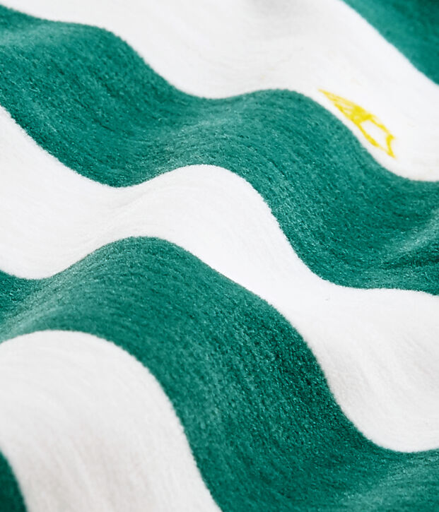 Baby boys' striped velour sleepsuit green/white