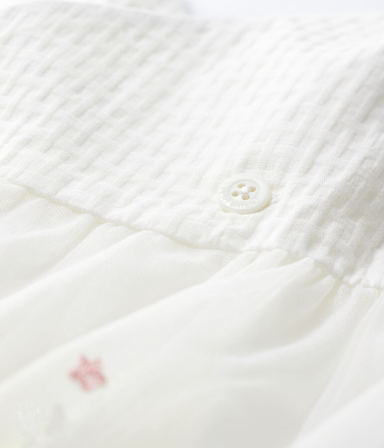 Baby Girls' Embroidered Tulle Formal Dress MARSHMALLOW white/MULTICO white