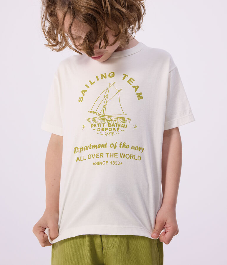 Children's short-sleeved cotton T-shirt MARSHMALLOW white