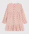 Girls' long-sleeved floral cotton gauze dress SALINE pink/MULTICO white