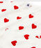 Girls' or Women's Heart Print Ribbed Pyjamas MARSHMALLOW white/TERKUIT red