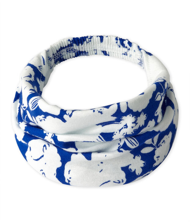 Girl's printed headscarf white/blue