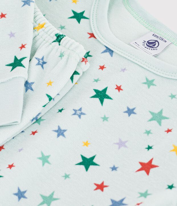 Children's star print velour pyjamas. blue/multicolor