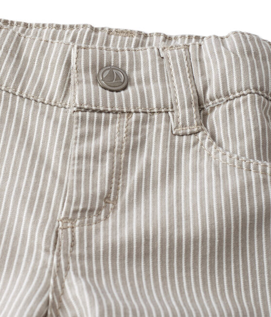 Baby boys' striped trousers MINERAI grey/LAIT white