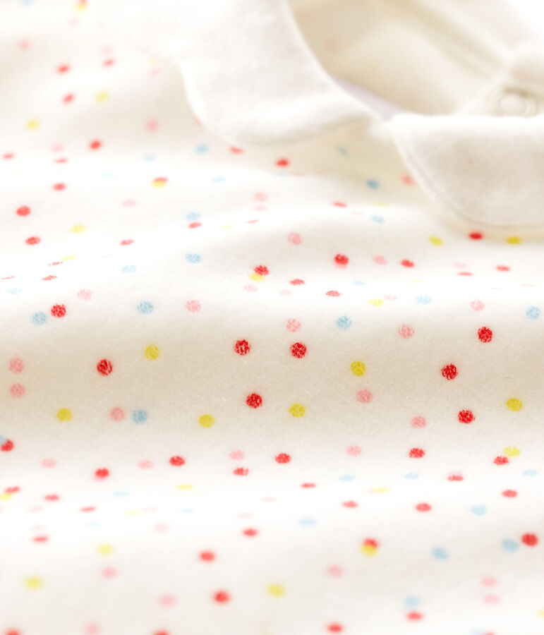 Baby Girls' Colourful Spotted Velour Sleepsuit white/multicolor