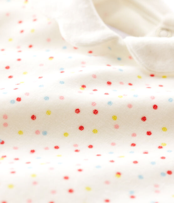 Baby Girls' Colourful Spotted Velour Sleepsuit MARSHMALLOW white/MULTICO white