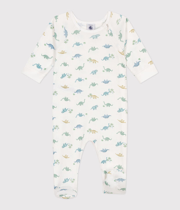 Babies' dinosaur pattern cotton pyjamas white/multicolor