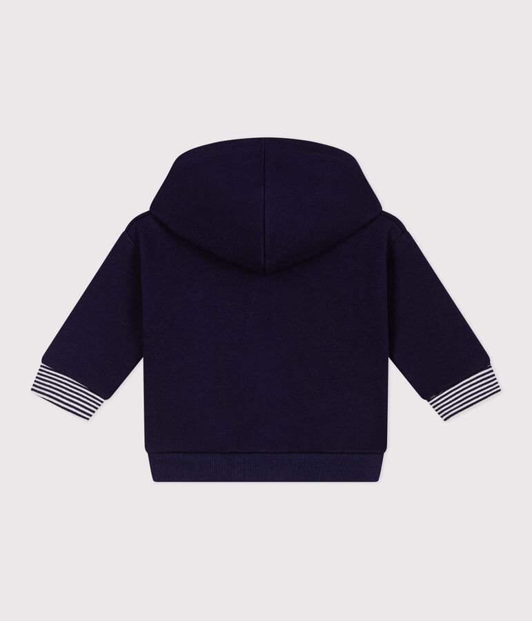 Babies' cotton hoodie with striped details blue