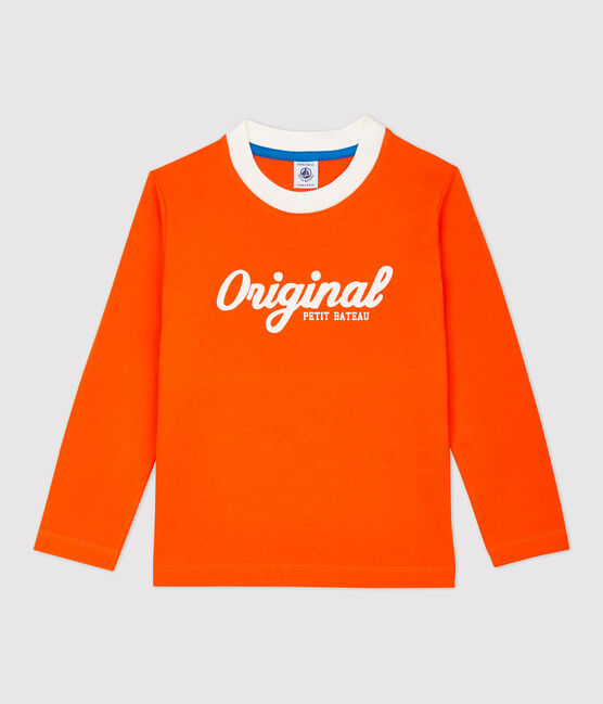 Boys' Long-Sleeved Cotton T-Shirt CAROTTE orange
