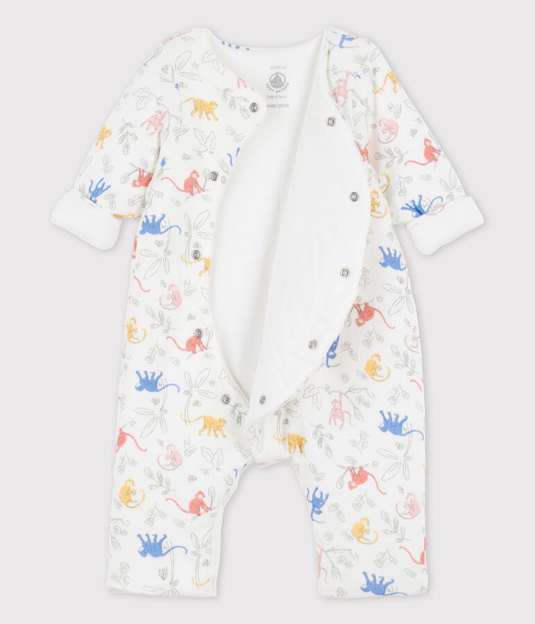Babies' Organic Tube Knit Print Long Playsuit white/multicolor