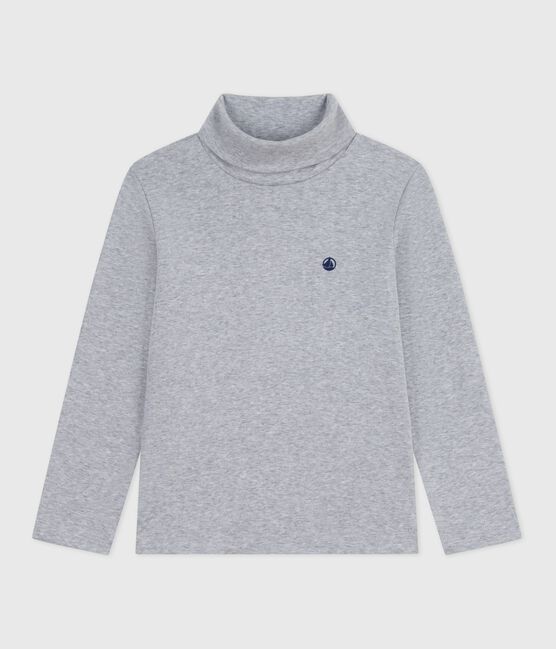 Children's plain cotton rollneck top FUMEE CHINE grey
