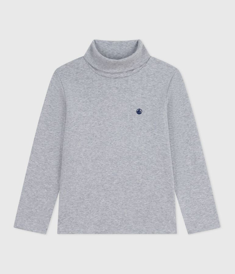 Children's plain cotton rollneck top grey
