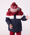Children's knitted Petit Bateau beanie hat lined in polar fleece AMARANTE red/MARSHMALLOW