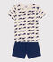 Children's short pyjamas in cotton printed with whales MEDIEVAL blue/MULTICO white
