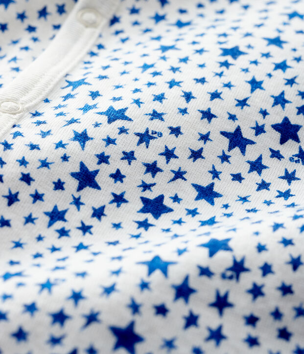 Babies' Blue Starry Tube-Knit Footless Sleepsuit white/blue
