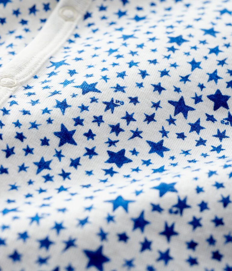 Babies' Blue Starry Tube-Knit Footless Sleepsuit white/blue