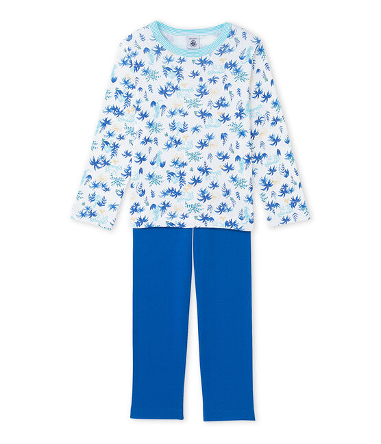 Boys' print pyjamas ECUME white/BLEU blue/MULTICO