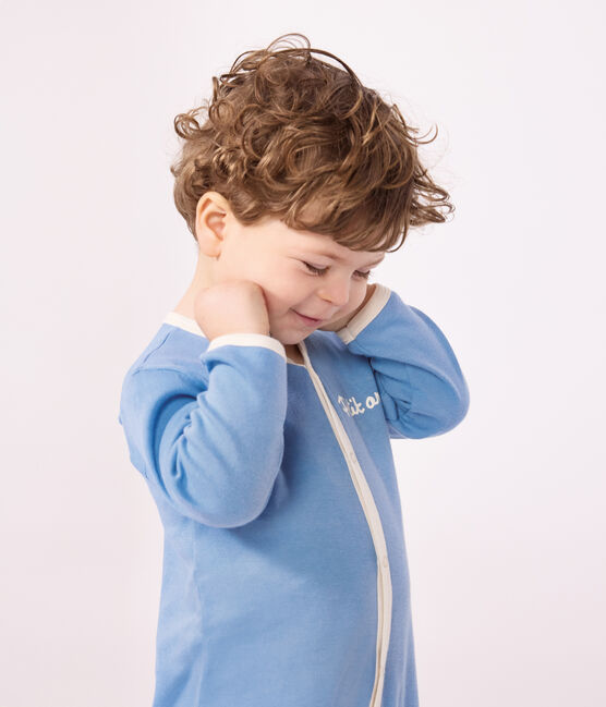 Babies' plain cotton pyjamas ALASKA blue
