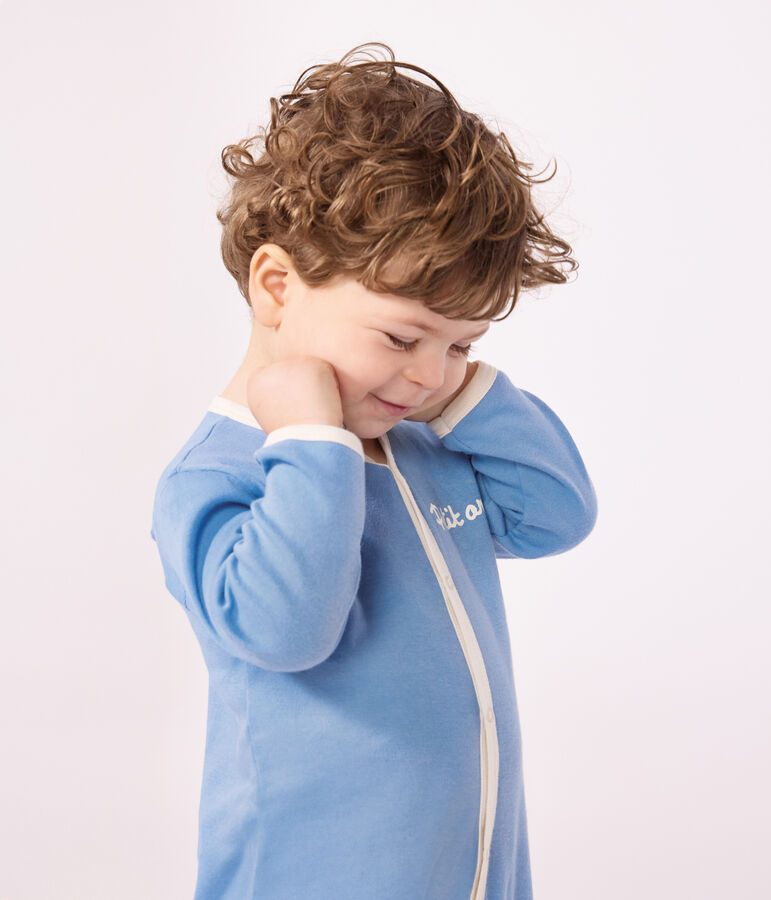 Babies' plain cotton pyjamas ALASKA blue