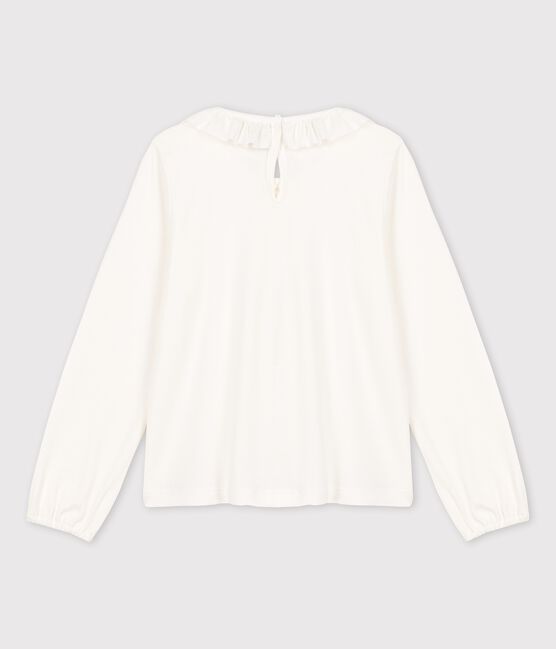Girls' Long-sleeved Cotton T-Shirt MARSHMALLOW white