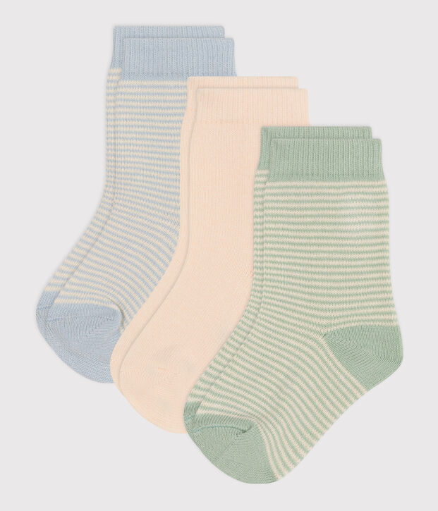 Babies' Pinstripe Cotton Socks - 3-Pack multicolor