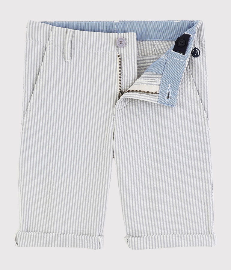 Boys' Seersucker Bermuda Shorts grey/white
