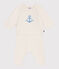 Babies' two-piece wool and cotton jacquard knit set MARSHMALLOW white