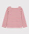 Girls' Jersey Breton Top MARSHMALLOW white/TERKUIT red