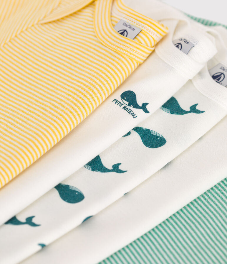 Babies' short-sleeved whale pattern cotton bodies - 5-Pack multicolor