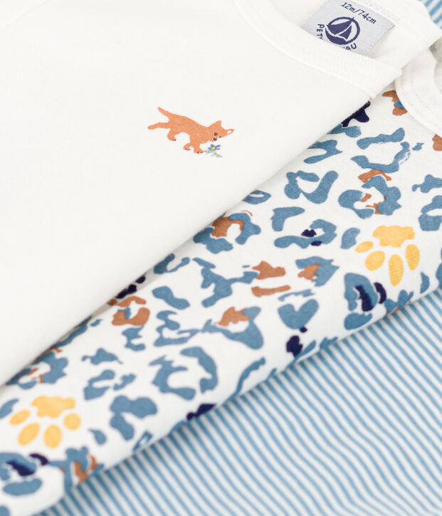 Babies' Long-Sleeved Cotton Bodysuits - 3-Pack multicolor