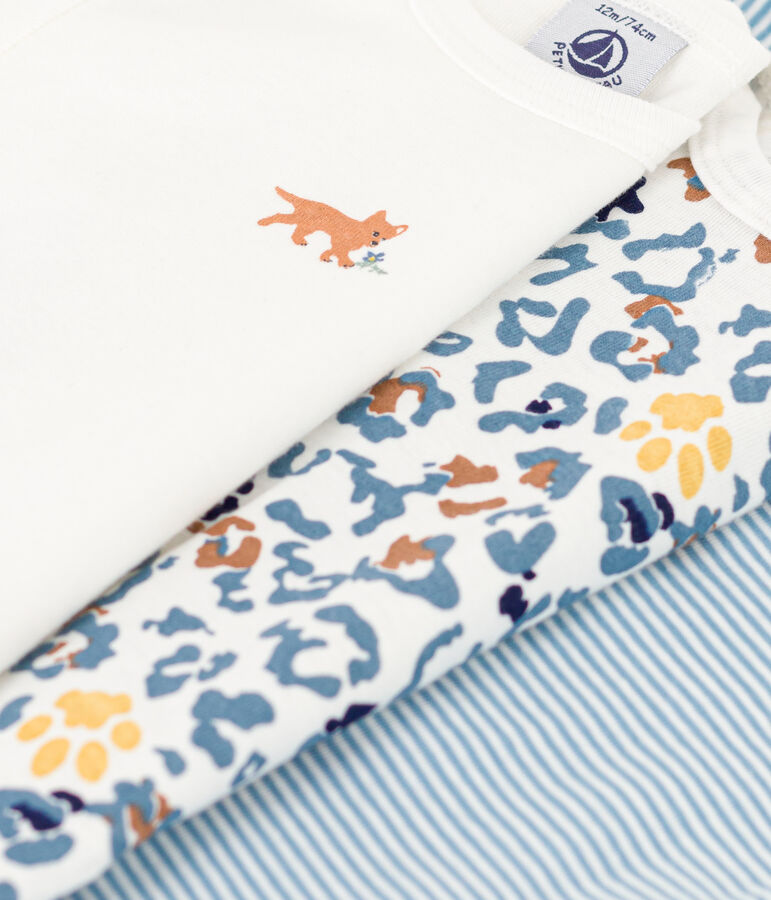 Babies' Long-Sleeved Cotton Bodysuits - 3-Pack multicolor