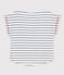 Girls' Short-Sleeved Cotton T-Shirt MARSHMALLOW white/SMOKING blue