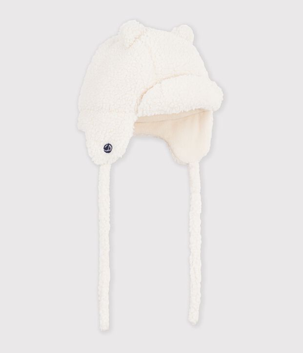 Babies' sherpa chapka hat with ears MILK