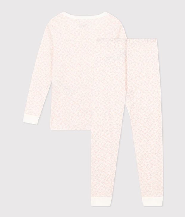 Children's Pyjamas in Flower Print Cotton white/pink