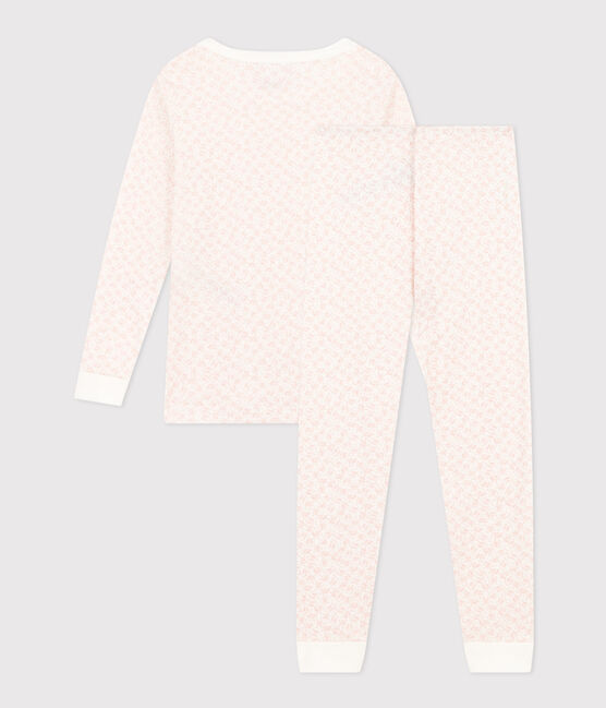 Children's Pyjamas in Flower Print Cotton MARSHMALLOW /PANTY