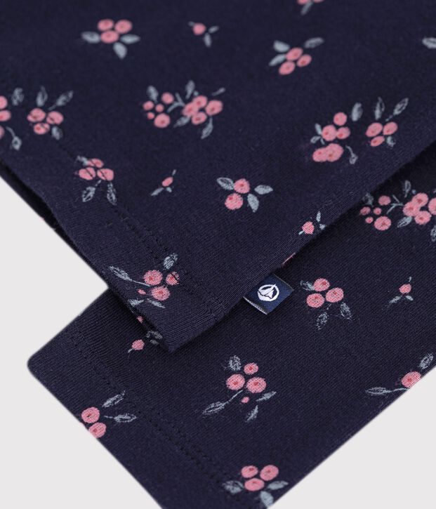 Children's floral pattern cotton rollneck top blue/multicolor